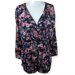 IRIS NAVY & PINK FLORAL ROMPER SZ.L EUC.